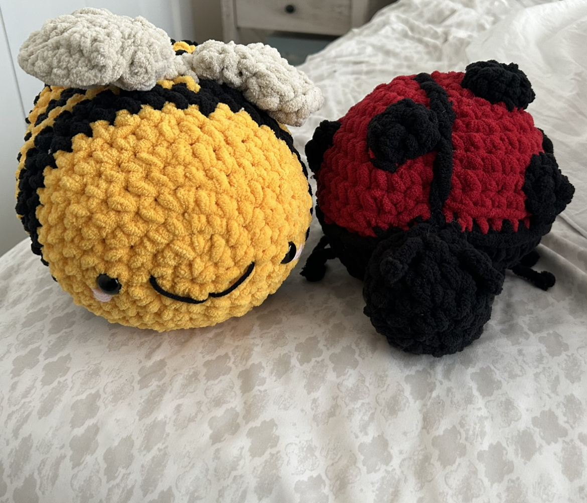 bee and lady bug crochet plushies